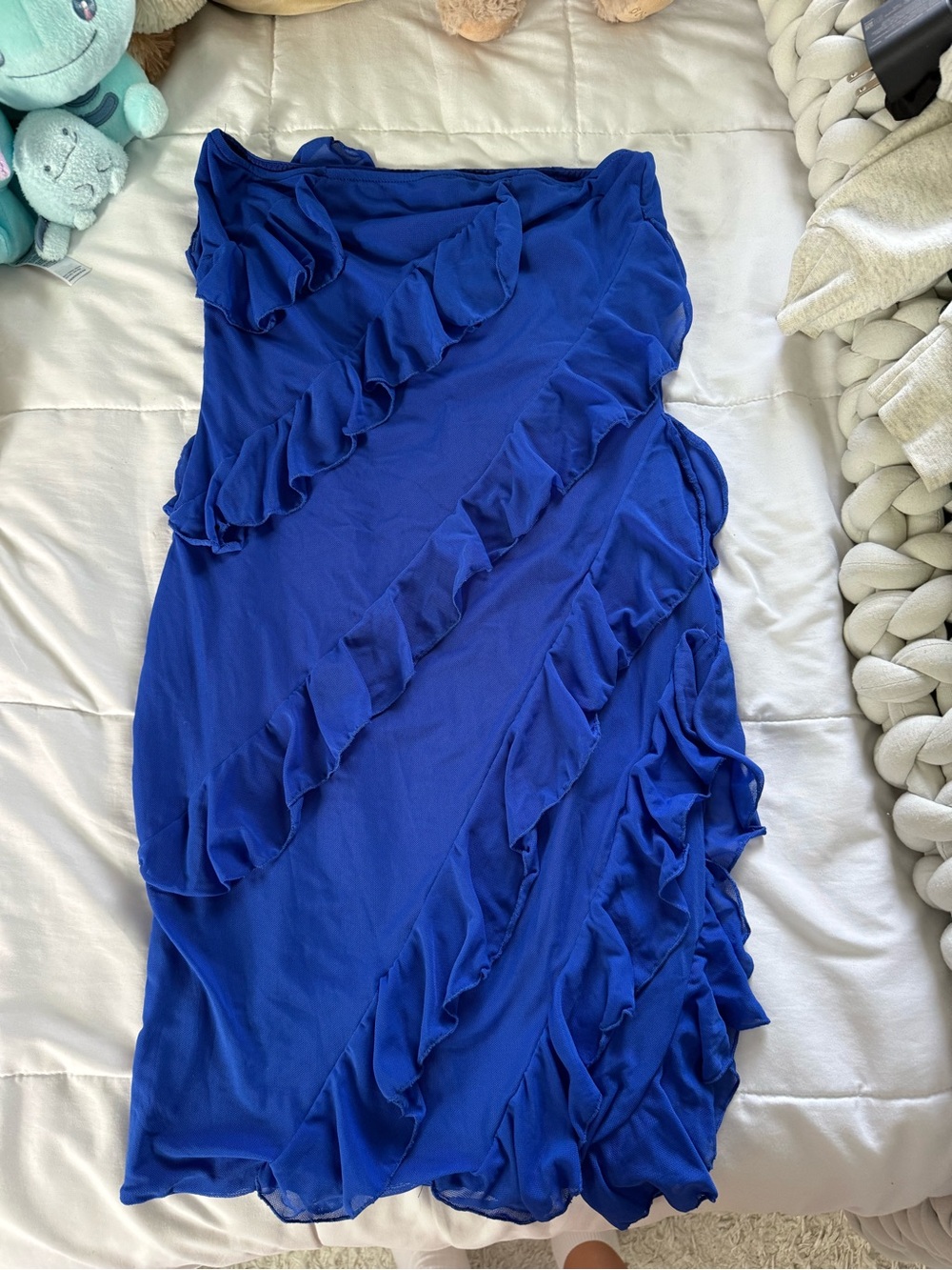 Amazon Royal Blue Ruffle Mini Dress